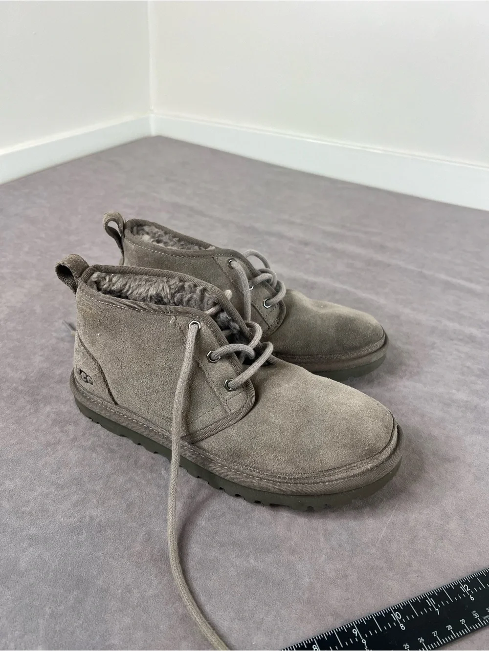 UGG Kids Gray Suede Lace-Up Ankle Boots